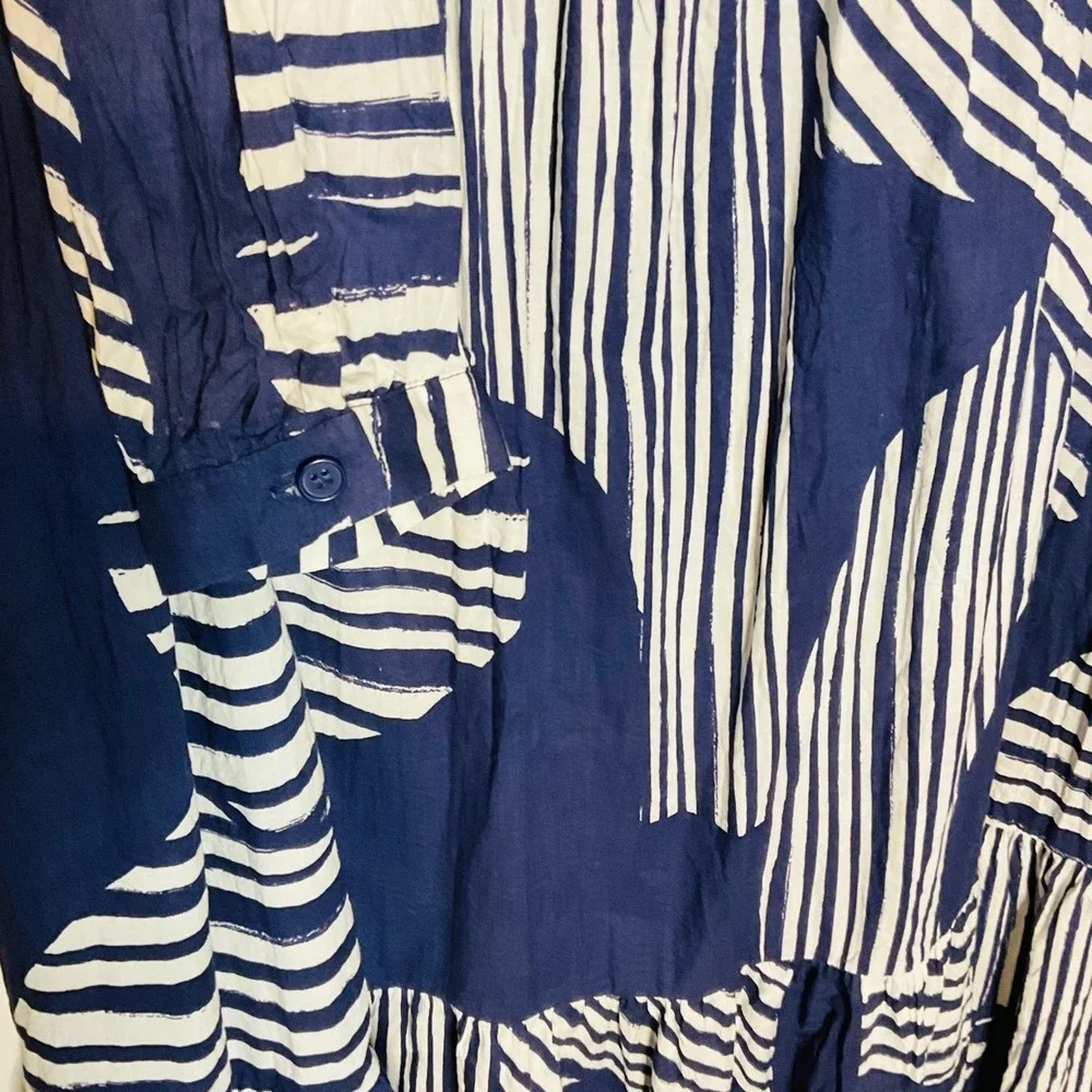 Zara Women's cotton Shirt Dress abstract geo print resort vacation lightweight L